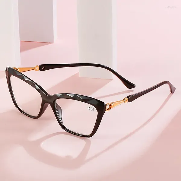 Óculos de sol de alta definição resina óculos de leitura unissex olho de gato presbiópico transparente diamante aparado óculos de moda