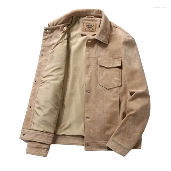 Jaquetas masculinas 2023 moda mens camurça casacos de cor sólida outwear de couro para tamanho masculino M-4XL roupas masculinas