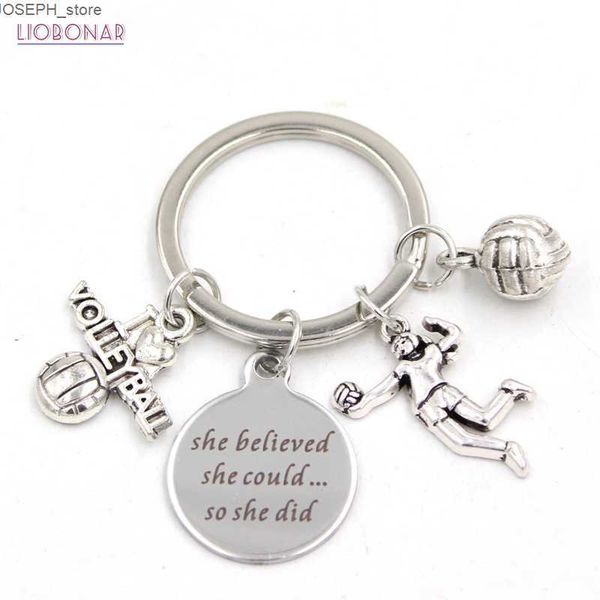 Key Rings 1PC New Arrival Stainless Steel Key Ring Keychains I Love Volleyball Keychain Sport Keyring Gifts for Men Women Jewelry J230427