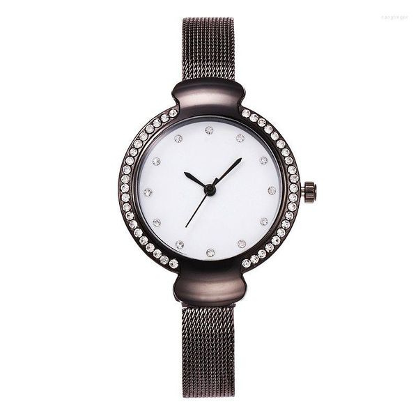 Relógios de pulso 100pcs/lote elegância Lady Crystal Mesh Watch Wrap Wrap Quartz Casual Bling Wrist for Women Whoment Wholesale Clock