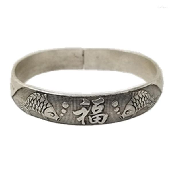 Pulseira de prata antiga prateada pulseira chinesa pisces, como mostrado na figura #sq010