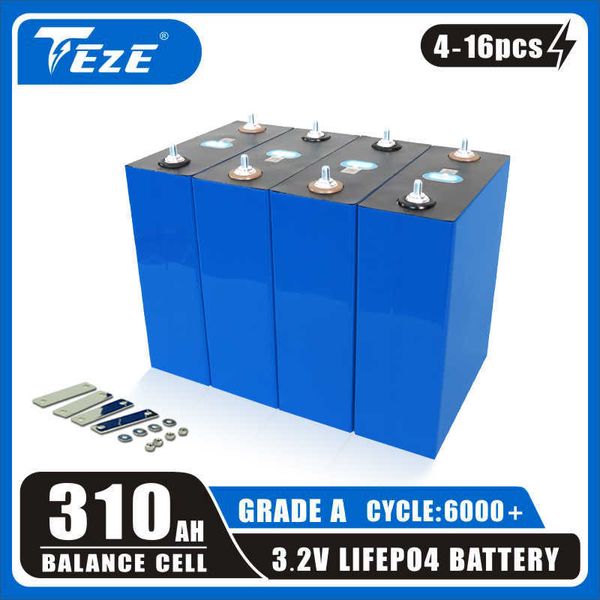 NUOVO 4-16PCS 3.2V 310Ah 302Ah LifePO4 Batteria solare Grado A Ciclo profondo Celle fai-da-te 12V 24V 48V per camper Barca Auto elettrica Casa Energia