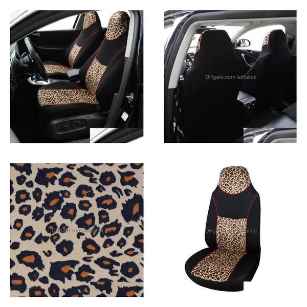 Coprisedili per auto Er Fit Front Elastico Semplice utilizzo Lavabile Traspirante Moda Leopard Design Drop Delivery Cellulari Moto Interio Dh0Mc