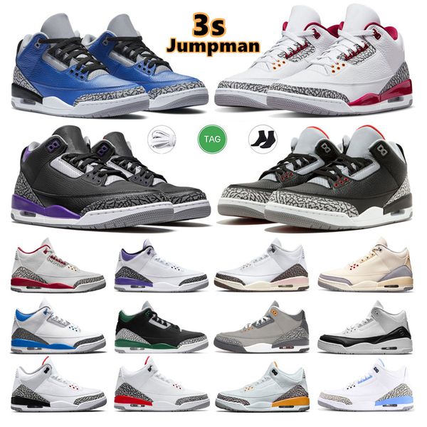 2024 Jumpman 3s Basketballschuhe Herren Trainer Outdoor Sports Sneakers 3 Black Cement Pine Green Cool Grey UNC Court Purple Laser Orange Cardinal Hall of Fame Eur 36-47