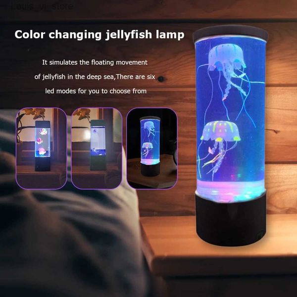 Luci notturne Fantasy USB / Alimentato a batteria Medusa Serbatoio d'acqua Acquario Lampada a LED Cambia colore Comodino per la decorazione della camera da letto di casa Regali per bambini YQ231127