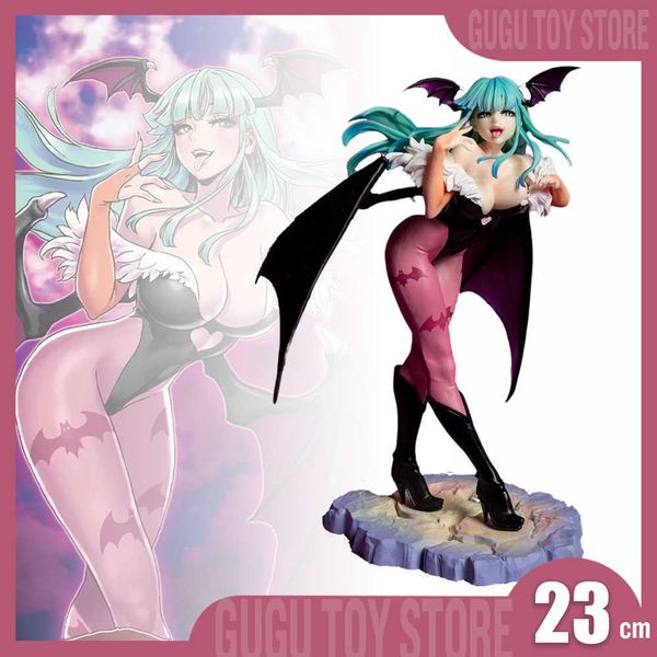 Anime Manga 23cm vampirou Hunter Anime Figura Morrigan Aensland Figura Toys Bishoujo Coleção Estátua Fatuagem Halloween Modelo Doll Z0427