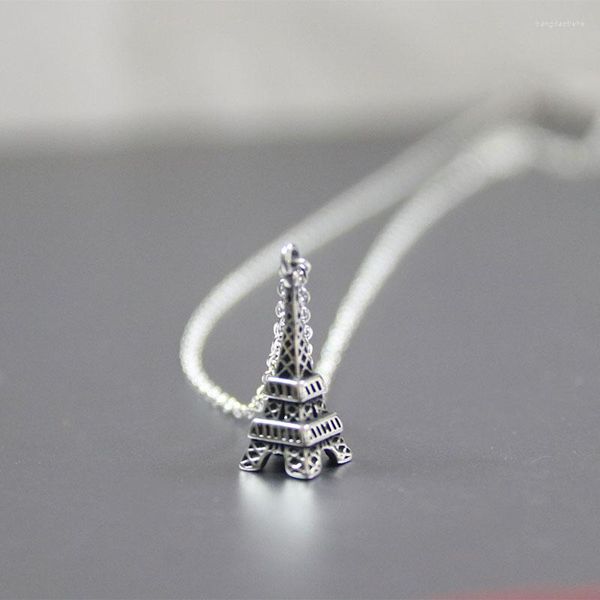 Ketten 1pc DIY Vintage Eiffelturm Edelstahl Kundenspezifische Halskette 3D-Gebäude Anhänger Halsketten Geeks Männer Frauen Memorial Schmuck
