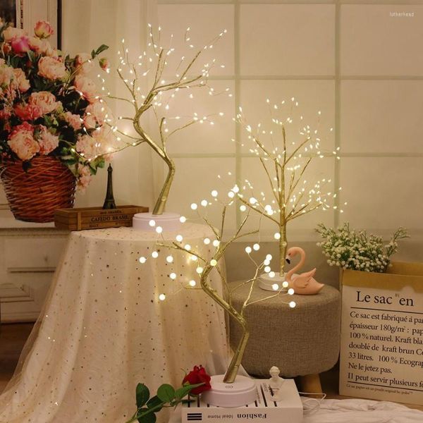 Luzes noturnas Fire Tree Table Lamps com bateria fada decorativa USB para festa de casamento decoração