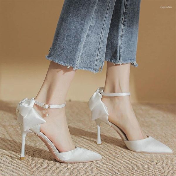 Модельные туфли, белые туфли на высоком каблуке для женщин, лето 2023, туфли на шпильке, свадебные туфли-лодочки подружки невесты Talons Hauts Femme Mujer