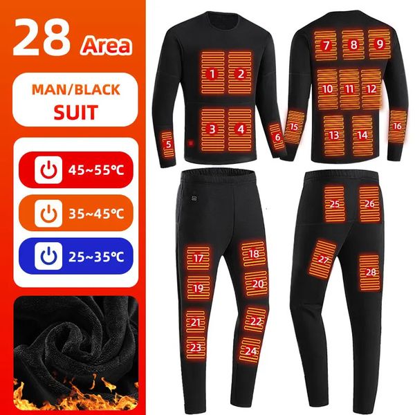 Homens sleepwear 28 zonas aquecidas roupa interior conjunto homens mulheres inverno terno aquecido conjunto motocicleta usb elétrico alimentado aquecimento térmico calça de motocicleta 231127