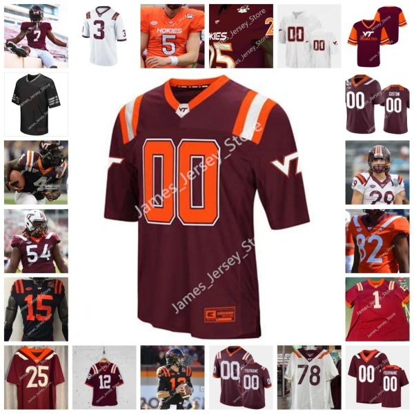 Maglia da calcio cucita personalizzata Tech Virginia Hokies 2 Jeremy Webb 3 Greg Stroman 11 Kendall Fuller 4 Jerod Evans 7 Michael Vick 78 Bruce Sm High 8