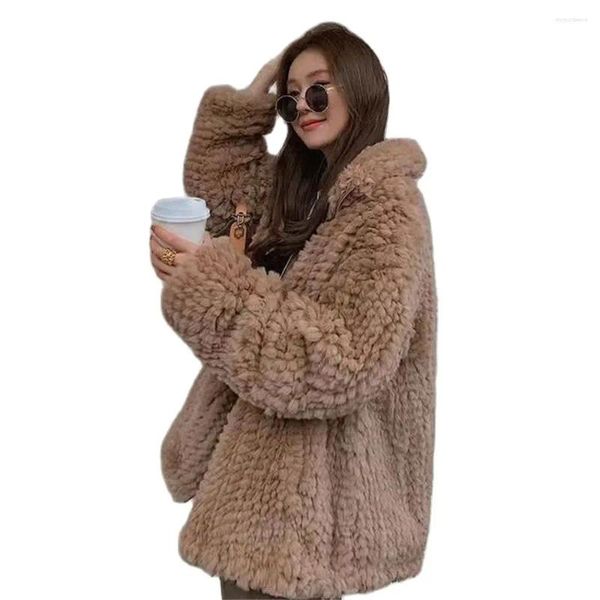 Pelliccia da donna Donna Casual Spessa Capispalla calda Giacca lunga in tessuto sintetico Cappotto invernale allentato Cappotti neri Capispalla