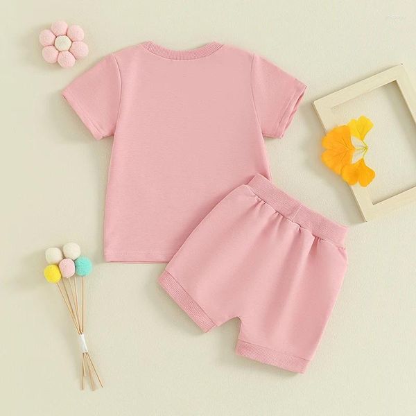 Kleidungssets Daddys Mädchen Babykleidung Niedliches Kleinkind Kleinkind Kurzarm T-Shirts Tops Shorts Sommer 2-teiliges Outfit-Set