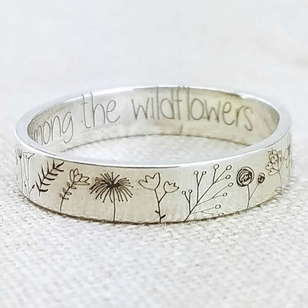 Полоса кольца винтажное цветочное кольцо для женщин богемские нежные полевые цветы цветочный кольцо ручной работы ручной работы на день рождения