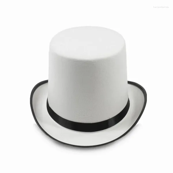 Berretti 50JB Cappello a cilindro da mago Bombetta bianca Accessorio per costume