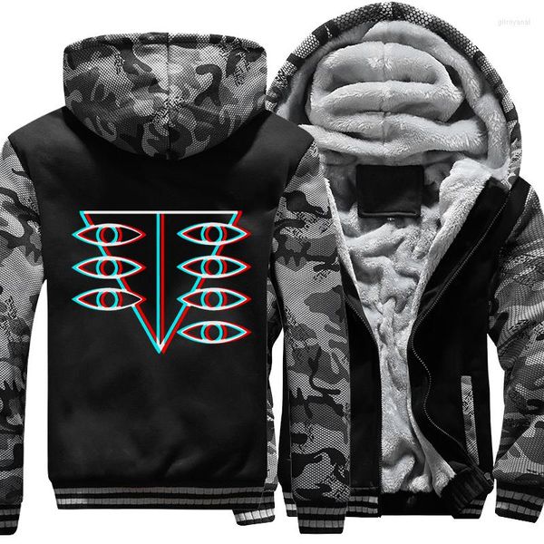 Giacche da uomo Seele Symbol Giacca invernale Streetwear Uomo Caldo addensare Felpe con cappuccio Camouflage Fleece Zipper Felpa con cappuccio Cappotto con cappuccio