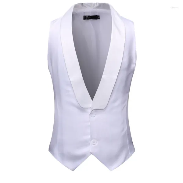 Männer Westen Weiß Schal Kragen Anzug Weste Männer 2023 Marke Slim Fit Ärmellose Weste Party Hochzeit Smoking Gilet Kostüm homme