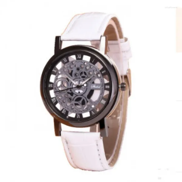 Relógios de pulso Fashion Hollow Leather Belt Beltt Watch Non-mecânico para homens e mulheres