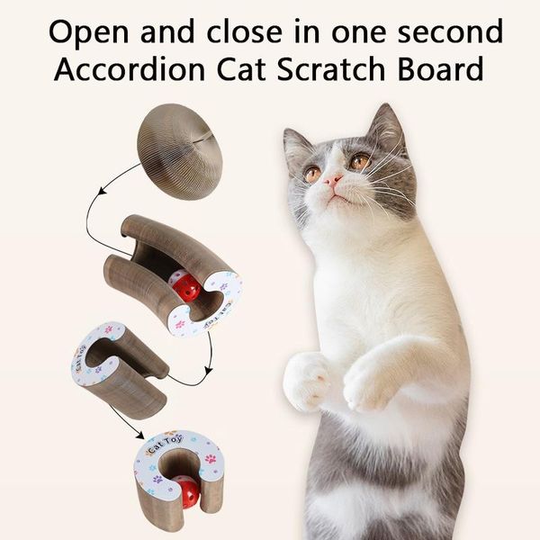 Tiragraffi Fisarmonica Tiragraffi per gatti Caip Kittens Scratch Board Carta ondulata Accessori per gatti Campana Giocattolo per gatti Giradischi