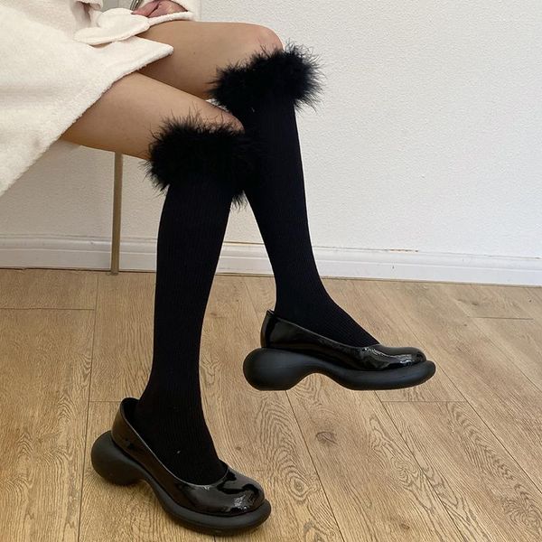 Frauen Socken Daunenstrümpfe Weiblich JK Hoch Lolita Einfarbig Niedlich Baumwolle Schöne Beine Mädchen Straße Kleid Student Knie