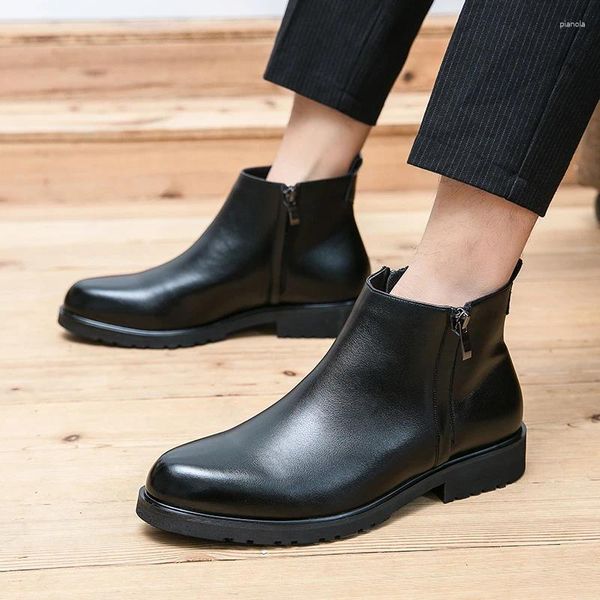 Stivali da uomo classici retrò in vera pelle scarpe alla moda leggere di lusso alla caviglia casual britannici corti alti