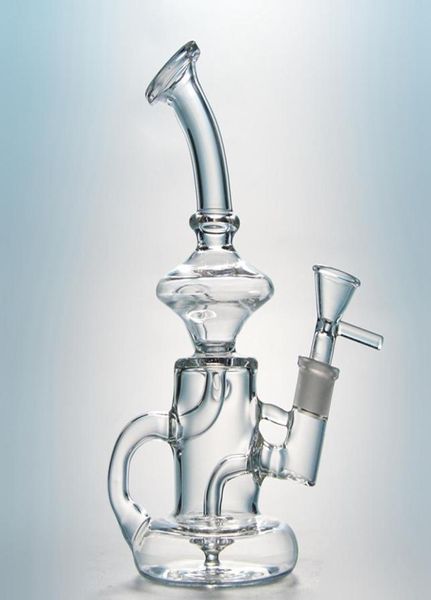 Pequeno FTK Bong Klein Reciclador Tornado Bongs Mini Plataformas de Petróleo Dab Rig Vidro Tubo de Água Limpar Cachimbos Suave Hit Bubblers HR0243415772