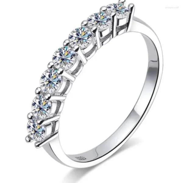Cluster Ringe Moissanit 3mm D Farbe Diamant S925 Sterling Splitter Hochzeit Verlobung Ewigkeit Band Frauen Luxus Schmuck Geschenk