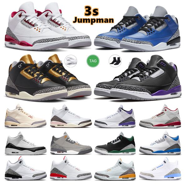 2024 Jumpman 3s Basketballschuhe Herren Trainer Outdoor Sports Sneakers 3 Rust Pink Pine Green Cool Grey UNC Court Purple Laser Orange Cardinal Hall of Fame