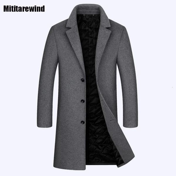 Мужская зимняя куртка из искусственного меха для мужчин. Классическое повседневное пальто средней длины для поездок на работу. Утепленное серое пальто из 50 смесей шерсти. Корейская мода. Теплое пальто 231124.