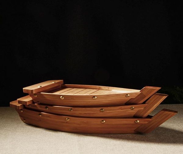 Geschirr Teller Sushi-Boot aus Holz im japanischen Stil, Behälter für Gericht MJ7676282