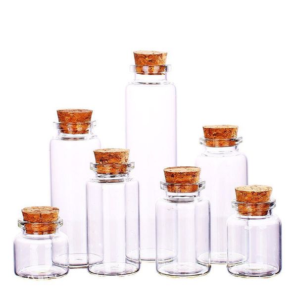 Dia 30mm Düz Alt Açık Cam Şişe Flakon Ttransparent Test Tüp Çay Paketleme Konteyneri Cork Stopper WFQIV