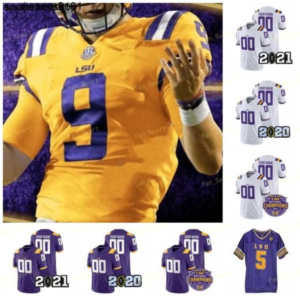 LSU Football Jersey Champions Playoff College 3 Odell Beckham Jr.22 Clyde Edwards-Helaire 7 Leonard Fournette 2 Justin Jefferson White Purple Home Away
