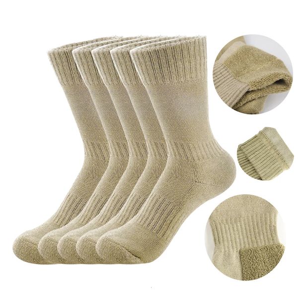 Spor çorapları askeri çoraplar erkekler kış ordu tren çorapları nem fitil orta buzağı termal iş bot spor yürüyüş yürüyüş çorap 5 çift/paket 231124