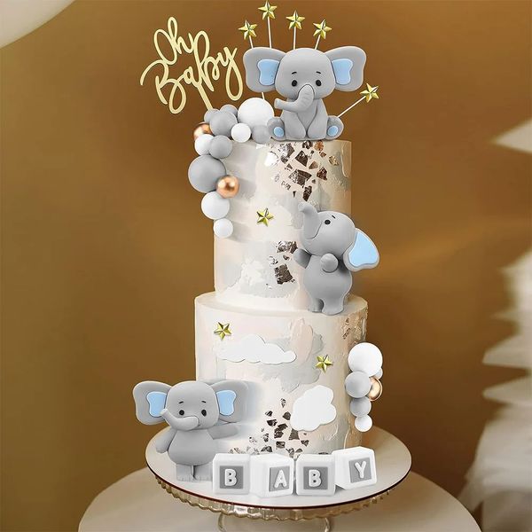 Outros suprimentos para festas de eventos 33pcs Bear Cake Toppers Mini Bear Cake Decorações Bolo Toppers Ouro Branco Pérola Bola para Menino Menina Baby Shower Aniversário 231127