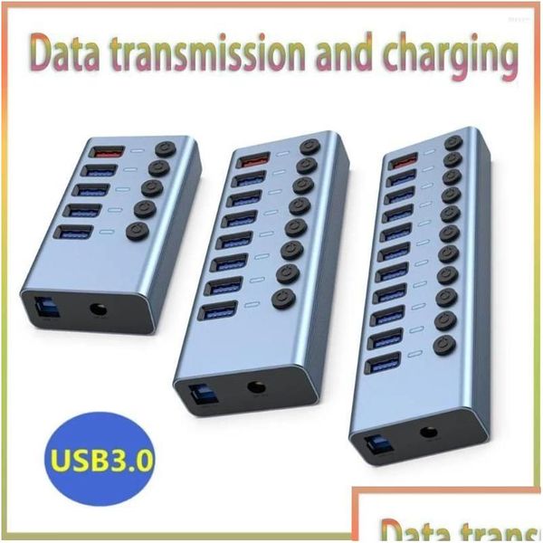 USB-Hubs 3.0 Hub Splitter High-Speed-Adapter Aluminiumlegierung Dockingstation Lade 5/8/11 Ports für PC Mtiple Expander Drop Lieferung Dhros