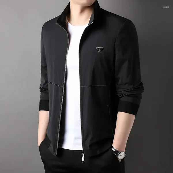 Giacche da uomo Primavera Autunno Sottile 2023 Uomo Moda coreana Casual Classico Grigio Nero Capispalla Cappotti Abbigliamento di marca