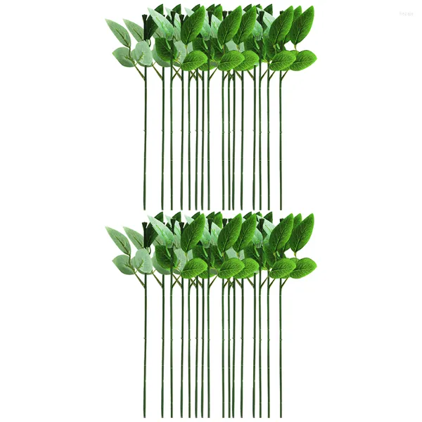 Flores decorativas 40 PCs Garland verde Flor Folhas Buquês de casamento PAPEL HAUMAS MATERIAIS DE MAIS DIY ROSE