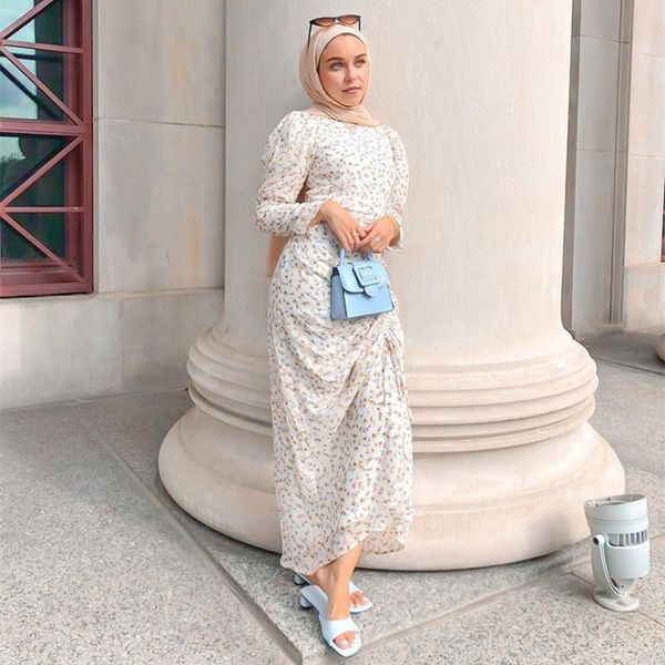 Casual Kleider Aligaia Fashion Printing Kleid für Frauen 2023 Sommer Ramadan Eid Mubarak Robe Dubai Türkei Muslim Islam Kleidung