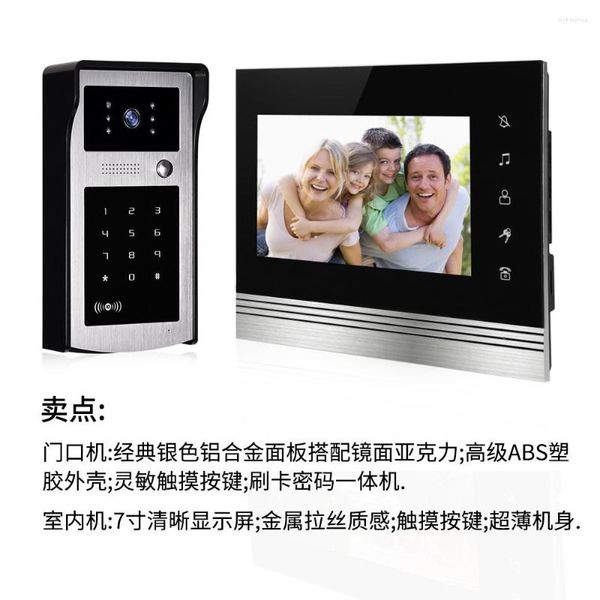 Video Kapı Telefonları 7 inç Kimlik Kart Parola Kablolu Intercom Telefon XSL-V70K-IDS
