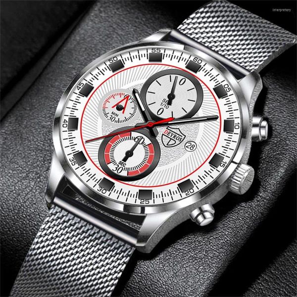 Relógios de punho Relloj Hombre Watches Men's Luxury Man Sports Sports Stainless Steel Mesh Belt Beltz Wattz Watch for Men Business Casual Leather