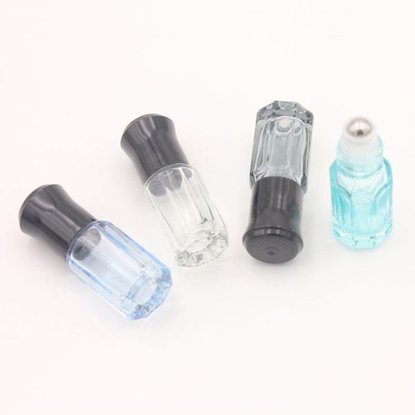 Piccola bottiglia a rullo in vetro colorato da 3 ml Mini bottiglie di olio essenziale da 6 ml con sfera in acciaio inossidabile Qwrpt