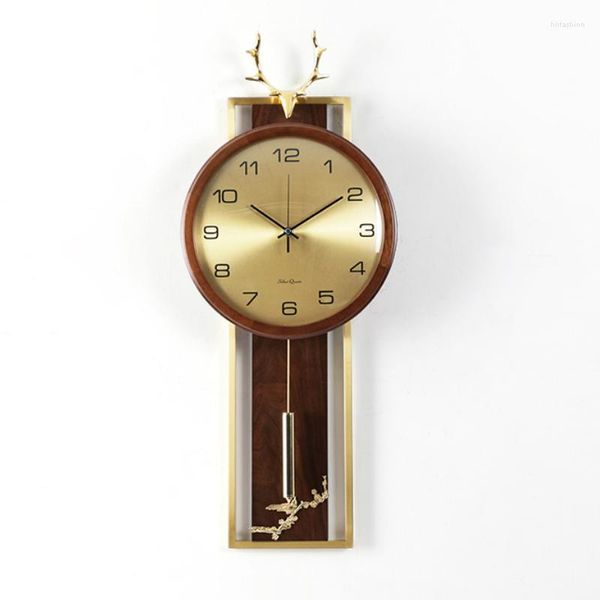 Orologi da parete Orologio in oro di lusso Grande pendolo digitale silenzioso in legno Antico soggiorno rustico Wandklok Home Decor AD50WC