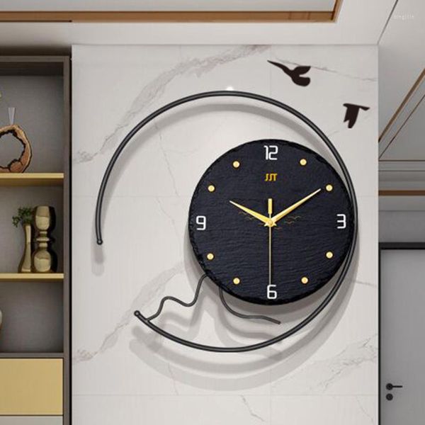 Relógios de parede Relógios nórdicos Modern Black Living Room elegante Assista Kids Quarto Horloge MuraLeInterior Acessórios