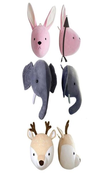 Simpatico elefante coniglio cervo peluche ripiene bambole montaggio a parete testa di animale per la camera dei bambini asilo giocattoli decorativi 2204252619605