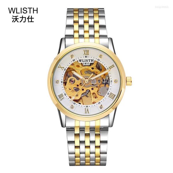 Armbanduhren WLISTH Brand Men Skeleton Watch Edelstahl ODER Lederband 30m Wasserdichter Leuchtzeiger Herren Business Armbanduhr