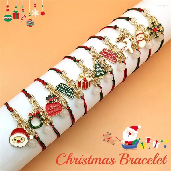 Charme pulseiras tema de natal desejo pulseira papai noel elk boneco de neve natal árvore brilho pingente para mulheres criança presentes de férias festa jóias