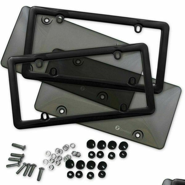 Quadros de placa de licença 2x Clear Tinted Smoked Bubble Tag Shield Er e Frame Drop Delivery Automóveis Motocicletas Acessórios Exteriores Otzez