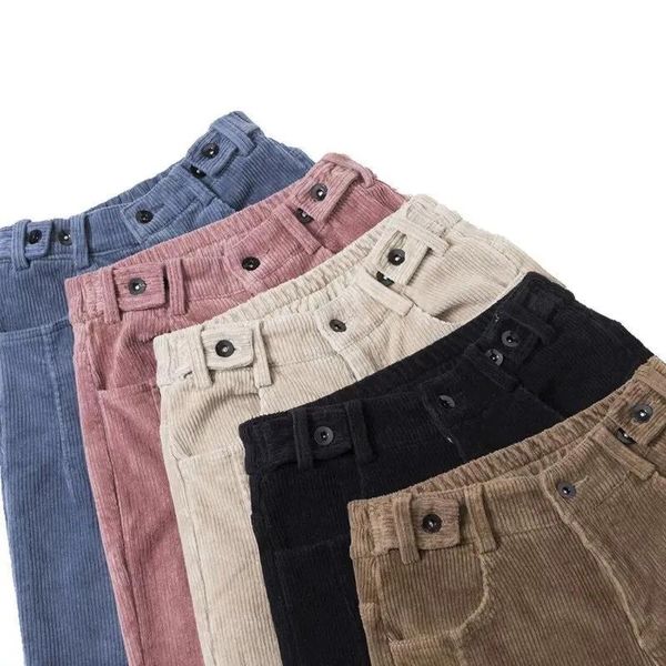 Capris Hosen Winter Hohe Taille Frauen Cord Harem Hosen Plus Größe Lose Feste Beiläufige Taste Hose Damen Samt Warme Karotten hosen