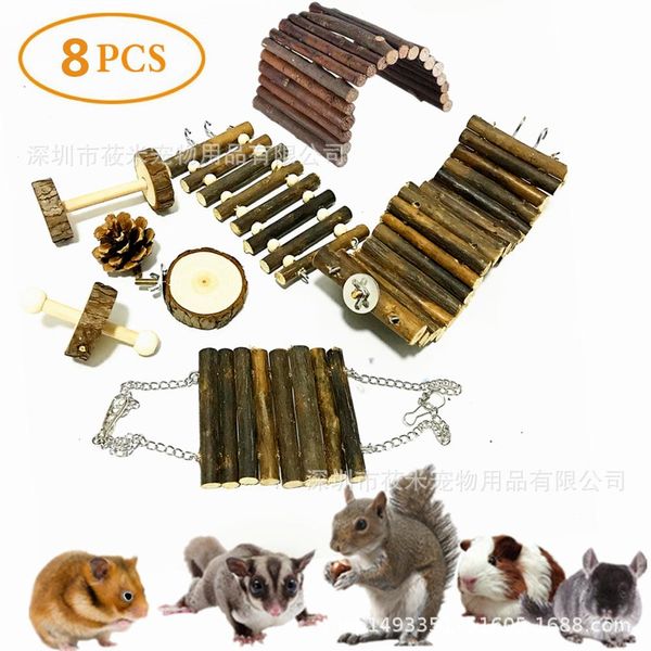 Brinquedos hamster esquilo planador de açúcar cobaias montados brinquedos conjuntos de brinquedos 8 pc logs prancha estrada balanço escada