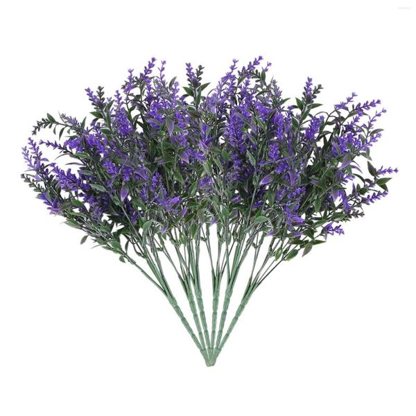 Dekorative Blumen, künstliche Lavendelpflanzen, 6 Stück, lebensecht, UV-beständig, künstliche Sträucher, grüne Büsche, Blumenstrauß, um Ihr Zuhause aufzuhellen